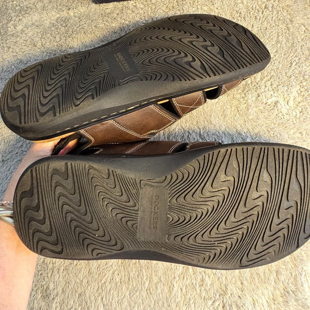 Dockers Searose‎ Fisherman Sandals Brown Memory Foam Mens 15 WIDE NEW